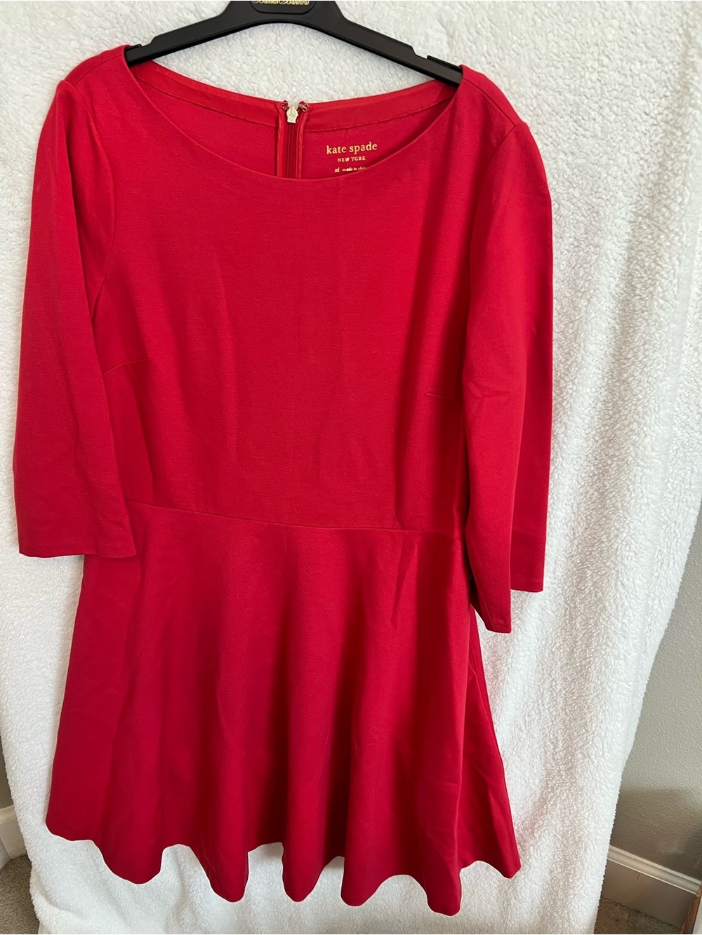 kate spade Red Long-Sleeve Fit-and-Flare Dress Xl